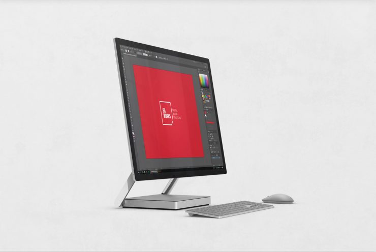 Microsoft Surface Studio Side View Mockup Free PSD