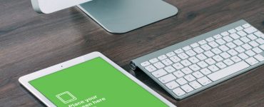 iPad Air on Desk Mockup template Free PSD