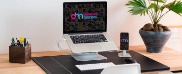 Macbook and iPhone Mockup Free PSD