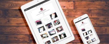 iPad and iPhone on Wooden floor Mockup PSD