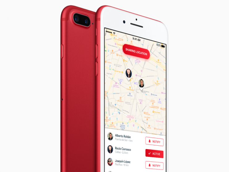 Red iPhone 7 Plus Mockup Free PSD