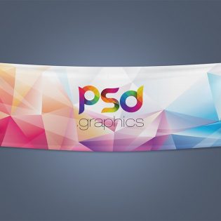 Textile Fabric Banner Mockup Free PSD