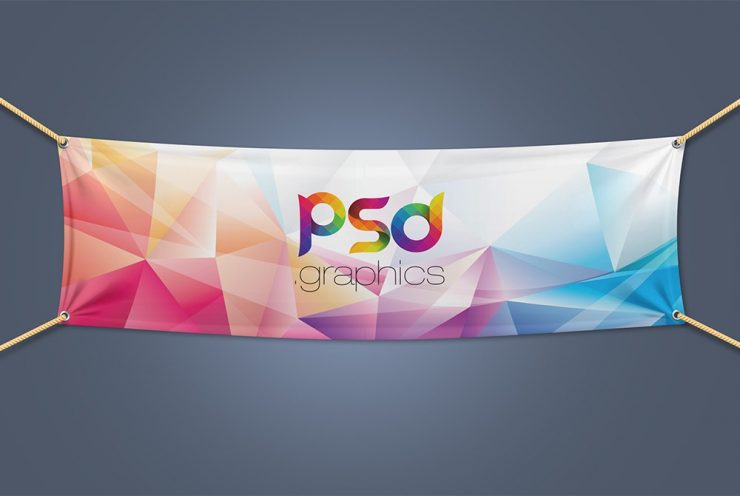 Textile Fabric Banner Mockup Free PSD