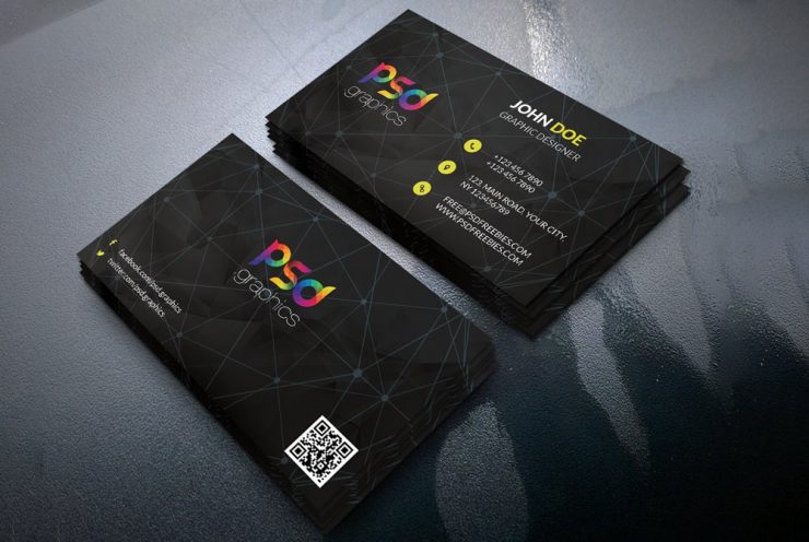 Black Business Card Template Free PSD