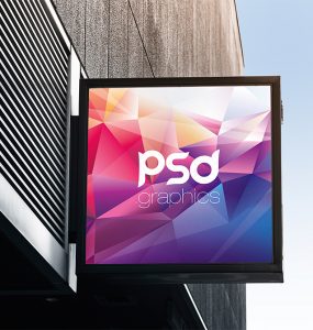 Square Signboard Mockup Free PSD