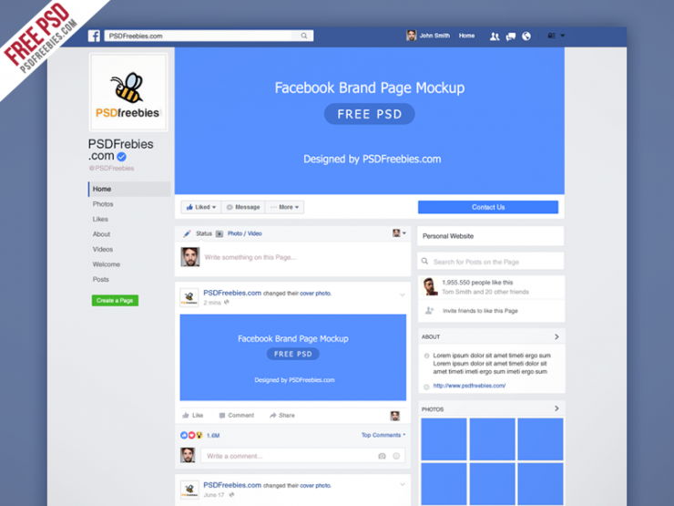 Download Facebook New Brand Page 2016 Mockup PSD Download - Download PSD