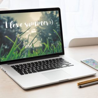 Macbook Pro Laptop On Desk Free PSD