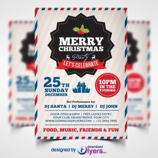 Merry Christmas Party Flyer Template PSD