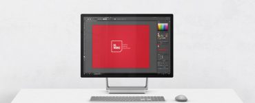 Microsoft Surface Studio on Desk Mockup Free PSD