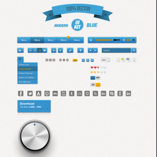 Modern Blue UI Kit Free PSD
