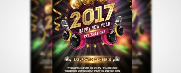 New Year 2017 Party Flyer Free PSD