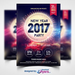 New Year 2017 Party Flyer Template Free PSD