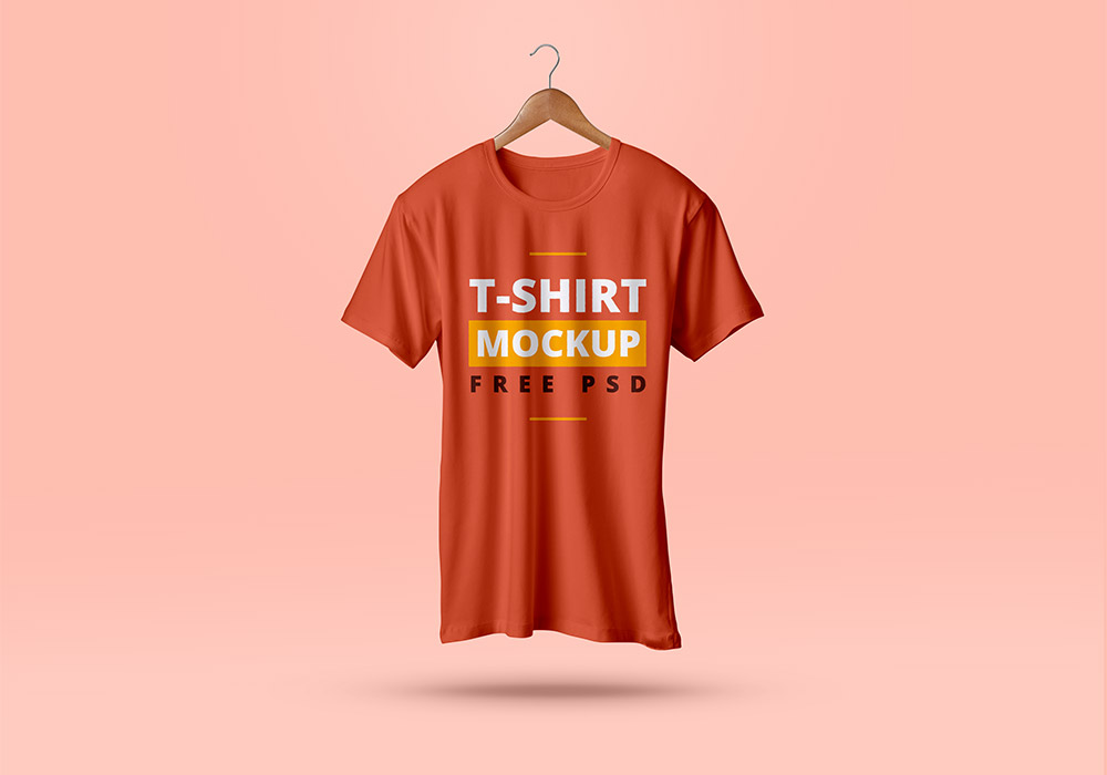 Realistic Hanging T-Shirt Mockup Free PSD - Download PSD